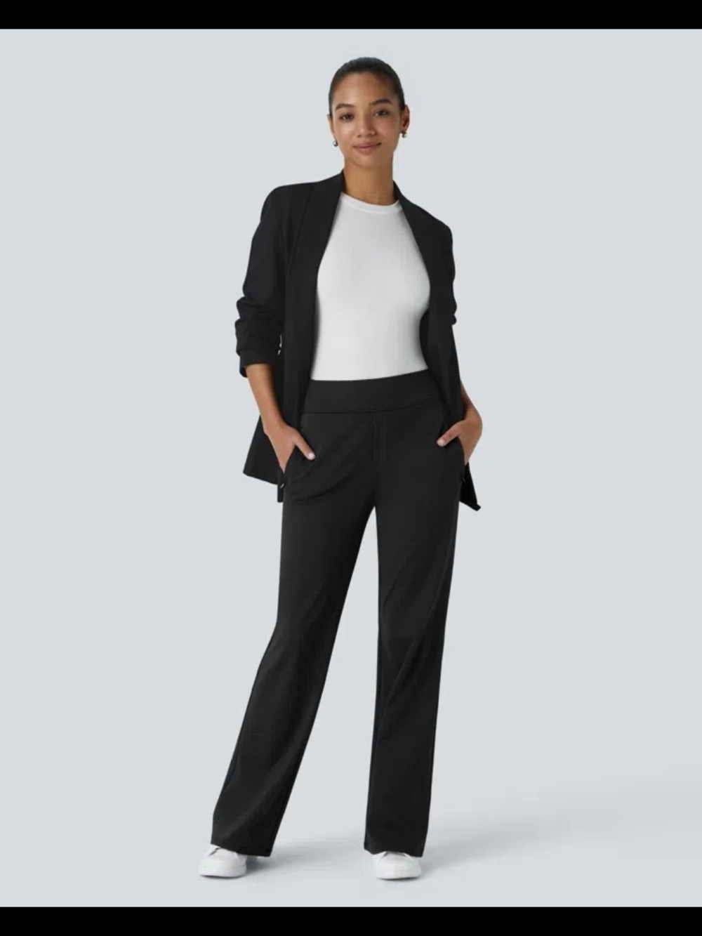 NEW HALARA Flex DayStretch Mid Rise Side Zipper Pocket Work Flare Dress Pants
